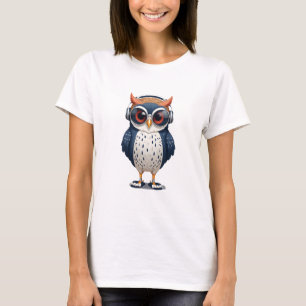 Owl Wearing Hoodie Funny Cool Animal Character Art T-Shirt