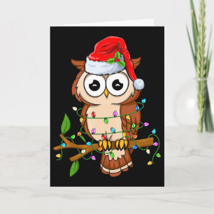 Owl Wearing Santa Hat Xmas - Birds Owl Lover Chris Card