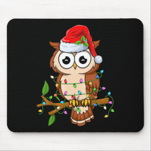 Owl Wearing Santa Hat Xmas - Birds Owl Lover Chris Mouse Pad