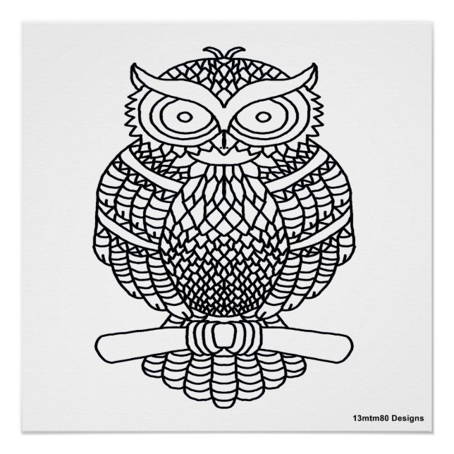 Owl (white) - Poster Print (Front)
