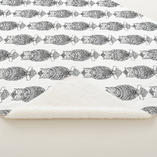 Owl (white) - Sherpa Blanket