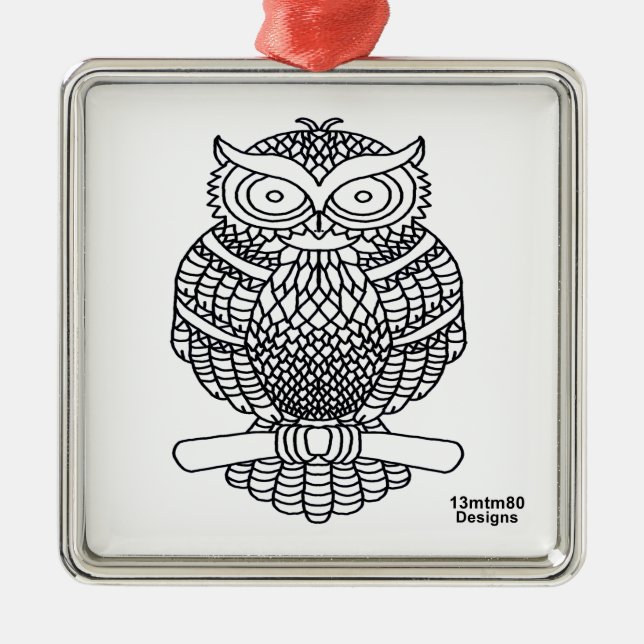 Owl (white square) - Premium Ornament (Front)