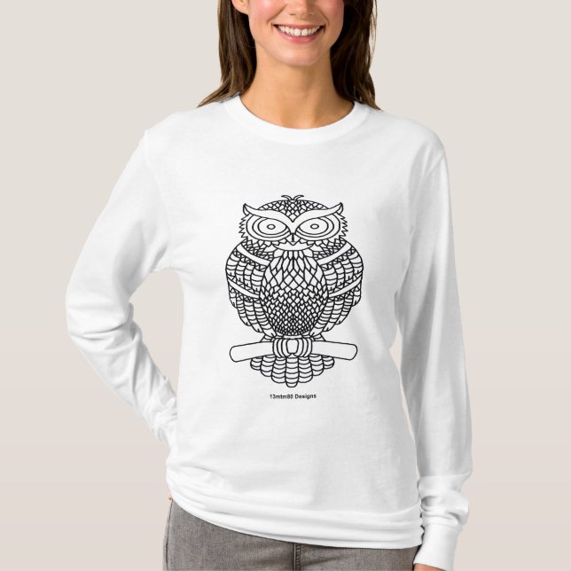 Owl (white) - Women's Long Sleeve Shirt (Front)