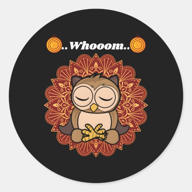 Owl Whom Classic Round Sticker (Front)