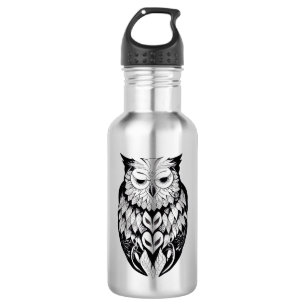 Owl Wild Animal Nature Illustration Art Tattoo 532 Ml Water Bottle