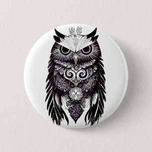Owl Wild Animal Nature Illustration Art Tattoo 6 Cm Round Badge