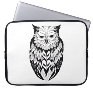 Owl Wild Animal Nature Illustration Art Tattoo Laptop Sleeve