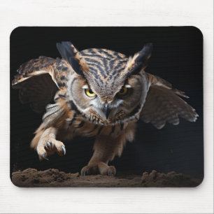 Owl Wild Animal Portrait Nature Beauty Mouse Pad