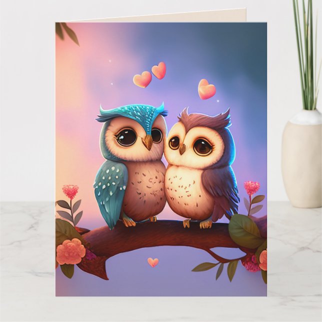 OWL WILL ALWAYS LOVE YOU -ROMANTIC GREETING CARD (Front)