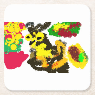 Owl wind autumn  square paper coaster