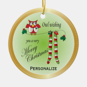 Owl Wish You a Merry Christmas Ornament