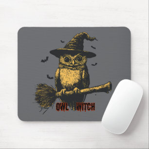 Owl Witch Spooky Cute Halloween Magic Bird Mouse Pad