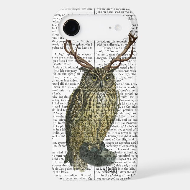 Owl with Antlers plain 2 Case-Mate iPhone Case (Back)