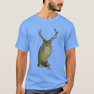 Owl with Antlers plain 2 T-Shirt
