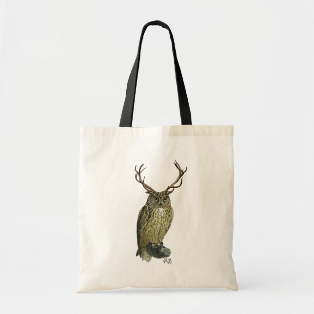 Owl with Antlers plain 2 Tote Bag (Front)