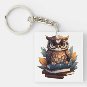 Owl with books key ring