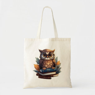 Owl with books tote bag