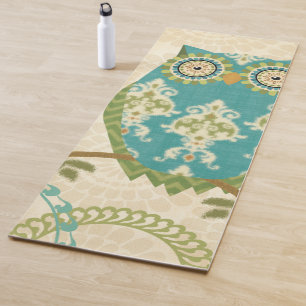 Owl with Circular Patterns Yoga Mat
