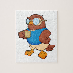 Owl with Coffee mug Jigsaw Puzzle