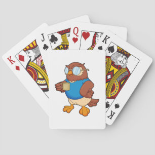 Owl with Coffee mug Playing Cards