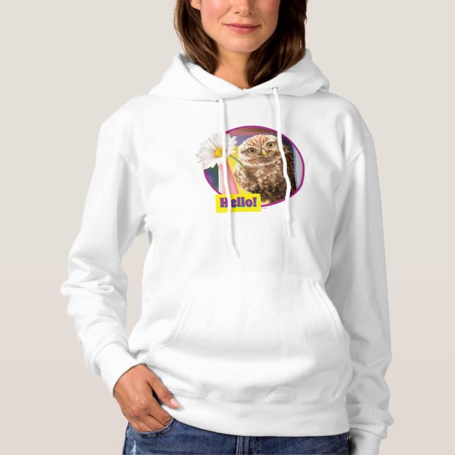 Owl With Flower In Mailbox Hoodie (Front)