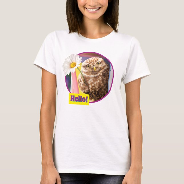 Owl With Flower In Mailbox T-Shirt (Front)