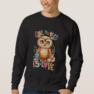 owl with flowers cute owls flying animal morning b sweatshirt
