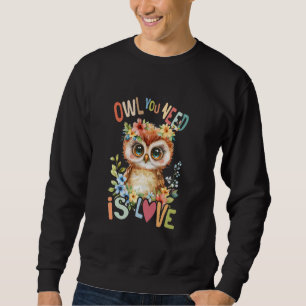 owl with flowers cute owls flying animal morning b sweatshirt