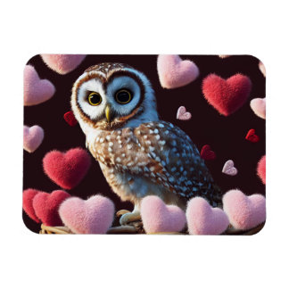 Owl with Fuzzy Hearts Magnet