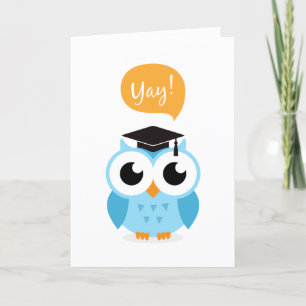 Owl with graduation hat congratulation card
