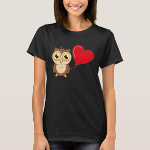 Owl With Heart Balloon Valentines Day Love Boys T-Shirt