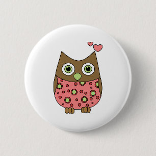Owl WIth Love 6 Cm Round Badge
