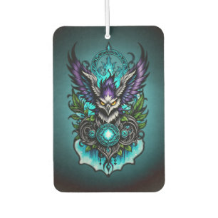Owl with magical elements car air freshener