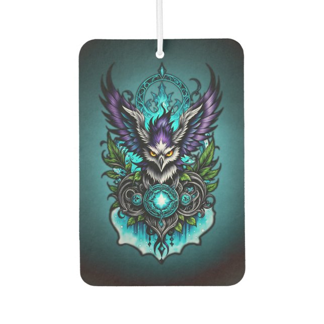 Owl with magical elements car air freshener (Front)