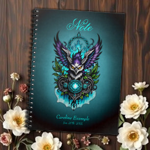 Owl with magical elements. notebook