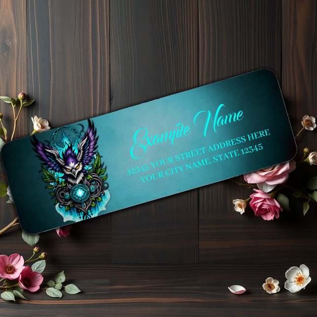 Owl with magical elements.  return address label (Creator Uploaded)
