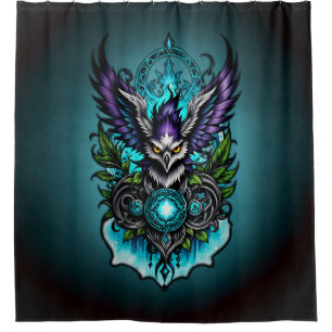 Owl with magical elements. shower curtain