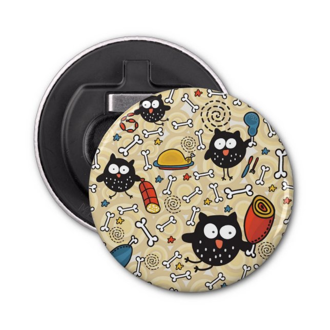 Owl with Meat Pattern Bottle Opener (Front)