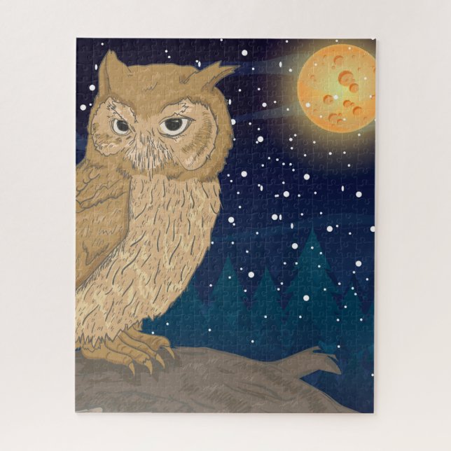 Owl with Moon Jigsaw Puzzle (Vertical)