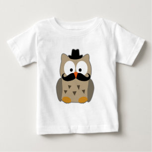 Owl with Moustache and Hat Baby T-Shirt