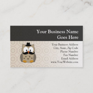 Owl with Moustache and Hat Business Card