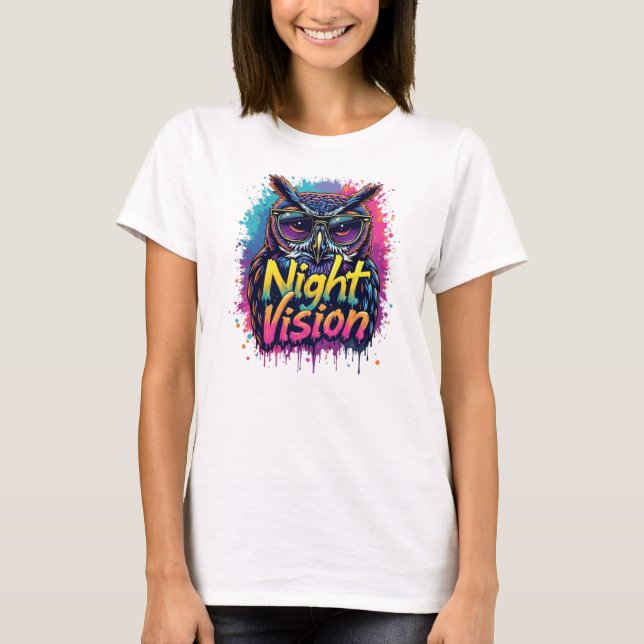 Owl With Night Vision T-Shirt (Front)