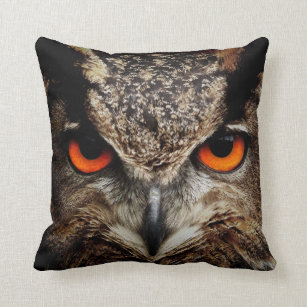 Owl with Orange Eyes Color Cushion