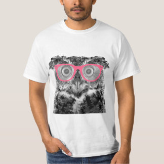 Owl with Pink Glasses Cute Funny T-shirt