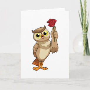 Owl with Rose Card