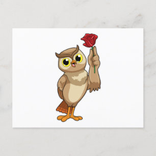 Owl with Rose Postcard