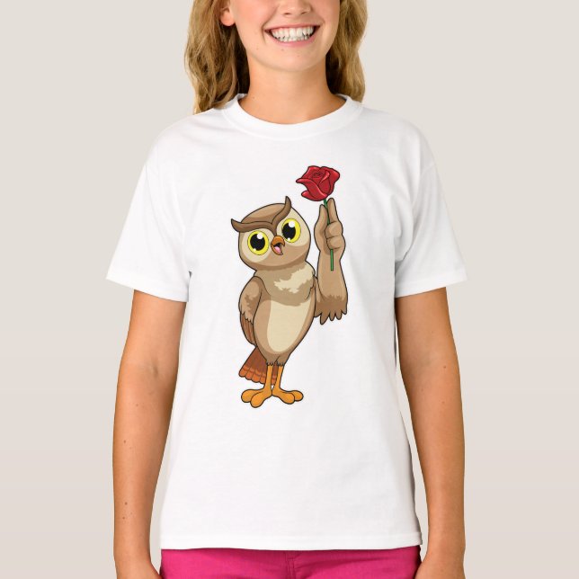 Owl with Rose T-Shirt (Front)