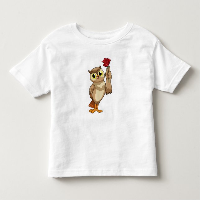 Owl with Rose Toddler T-Shirt (Front)