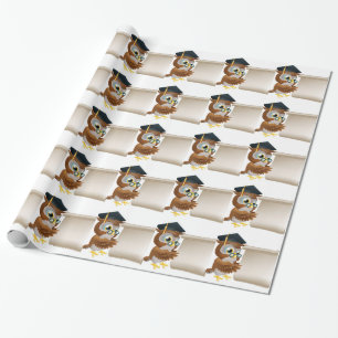 Owl With Scroll Document Wrapping Paper
