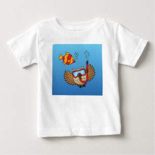 Owl with Snorkel Mask and Tropical Fish Baby T-Shirt